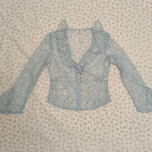 Charly blue set with lace and embroidered designs like new