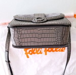 Folli Follie shoulder bag like new, leather and velvet gray
