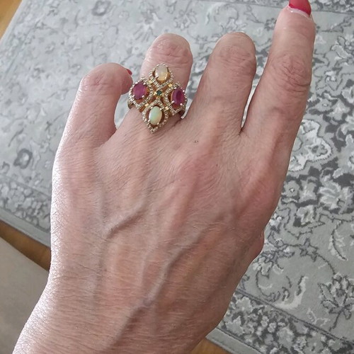 Ring used silver 925 with authentic natural precious stones
