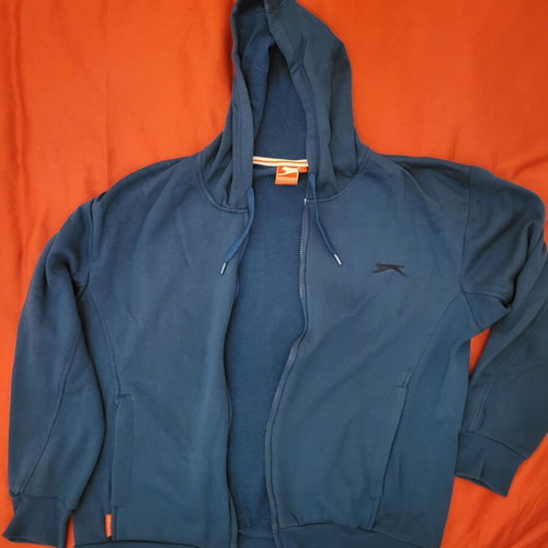 Slazenger Hoodie jacket used, size Large, blue petrol