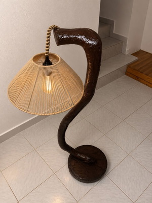 Rustic Handmade Wooden Floor Lamp 125 cm with E27 Socket