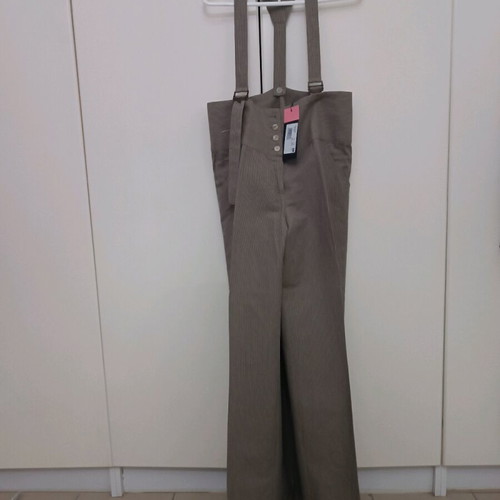 High-waisted pants with suspenders new, with tag
