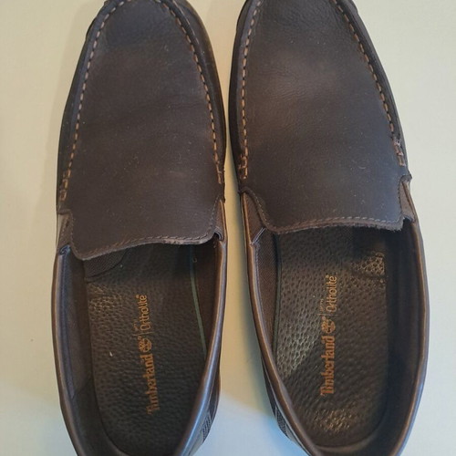 Timberland moccasins used, brown leather with OrthoLite insoles, size 42