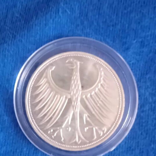 Silver 5 Deutsche Mark coin 1968, like new