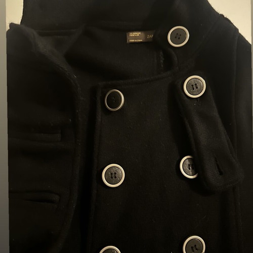 ZARA Black Military Style Coat Size M Like New