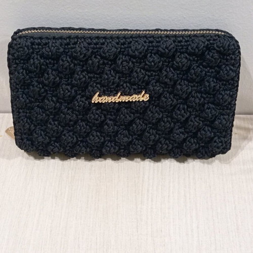 Handmade black knitted wallet new