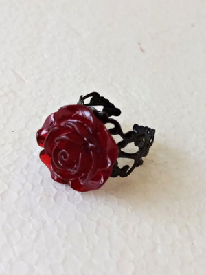 Ring black with red rose new