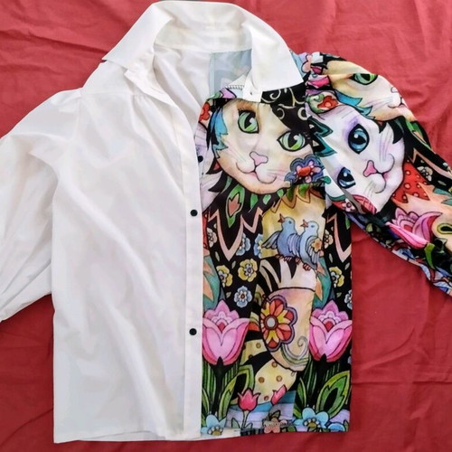 Shirt with design used, wide cuff, size L