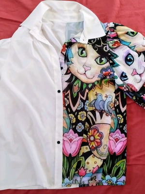 Shirt with design used, wide cuff, size L