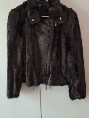 Zara fur jacket women's size L new, black and brown