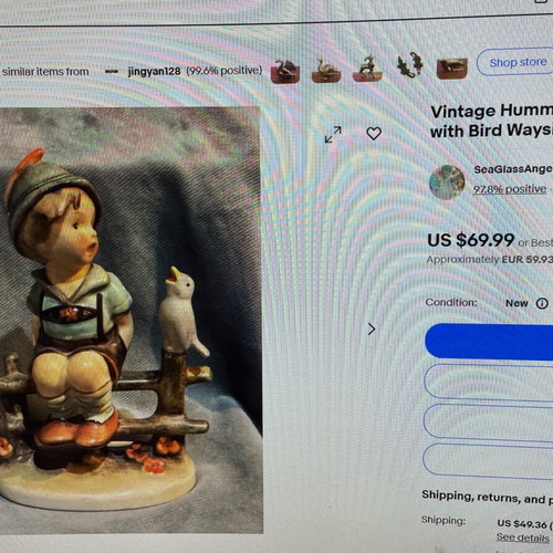 Hummel Goebel vintage porcelain figurine of child with bird