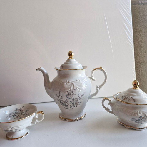Walbrzych Poland collectible set, 3 pieces, cup, sugar bowl, teapot used