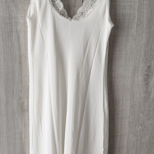 Vintage Erka White Slip Dress with Lace, Like New, Size Small-Medium