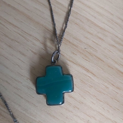 Vintage turquoise cross used with 2x2 semi-precious stone