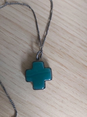 Vintage turquoise cross used with 2x2 semi-precious stone