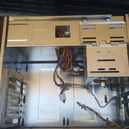 Retro AT computer case with 5.25 floppy drive and power supply used