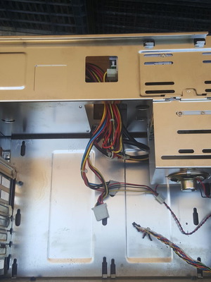 Retro AT computer case with 5.25 floppy drive and power supply used