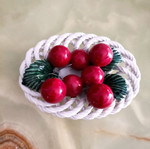 Ceramic bowl with cherries Bassano and wire stem Italy 1960 like new