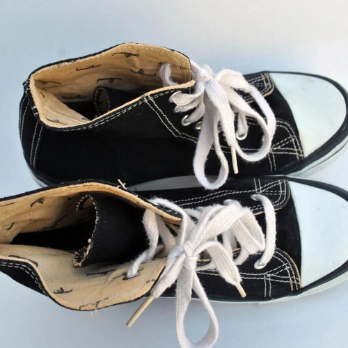 Sisley vintage black canvas high-top platform sneakers size 39