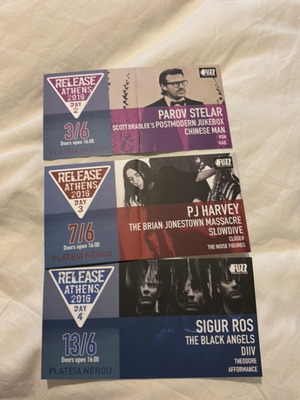 Release 2016 tickets like new, 3 pieces, Parov Stelar, P J Harvey, Sigur Ros
