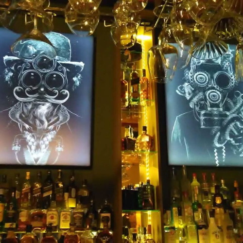 Steampunk paintings set of 2, 120x90 cm, like new, LED illuminated