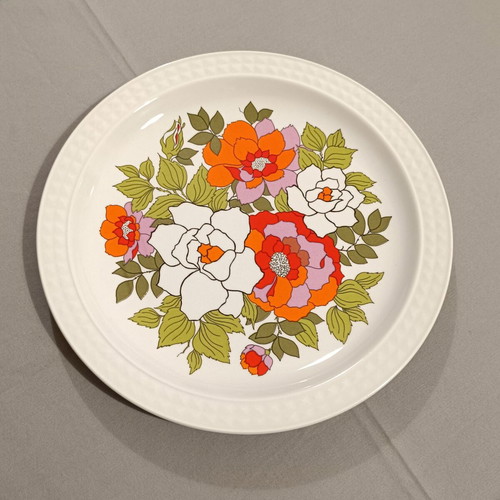 Vintage Pontesa Spain dessert and fruit set 7 pieces used, ironstone floral