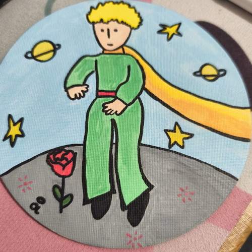 Handmade round magnet frame with Little Prince theme, new