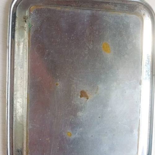 Metal tray used, coffee shop style 30x25 cm