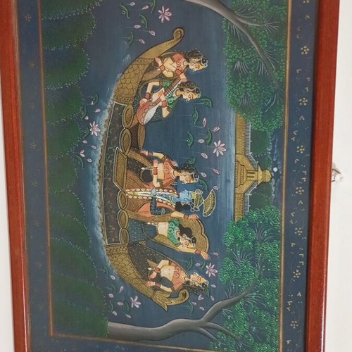 Indian paintings like new, set of 2 with wooden frames