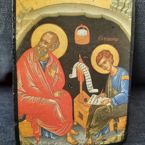 Wooden icon of Saint John the Theologian and Saint Prochorus like new