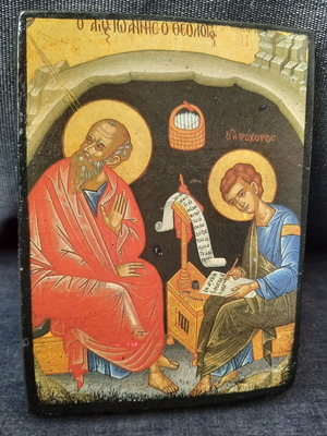 Wooden icon of Saint John the Theologian and Saint Prochorus like new