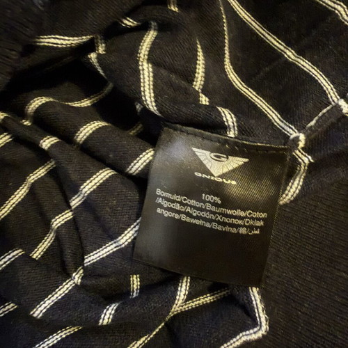 Gnious men's sweater like new, size Large, striped blue and white, 100% cotton