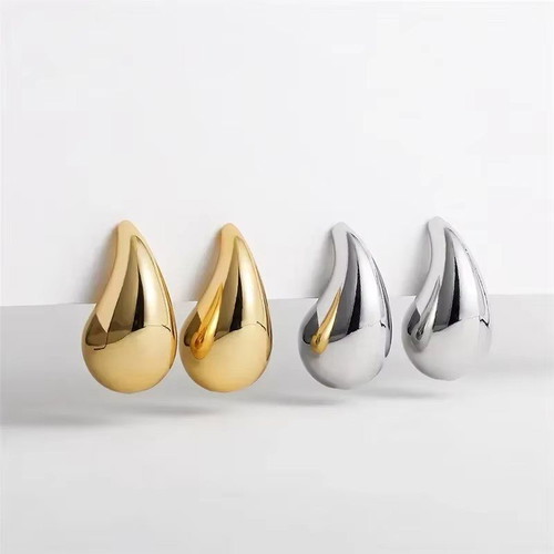 Stainless steel thick teardrop earrings new, gold and silver