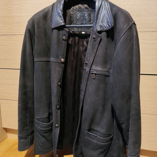 Leather jacket dark brown used, size L
