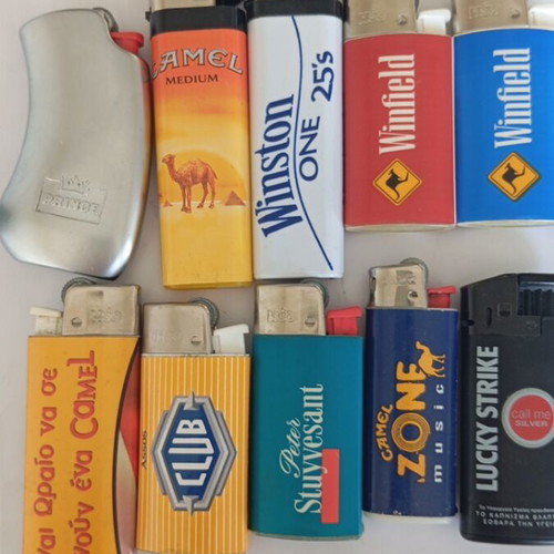 Collectible lighters and matches used, set of 16