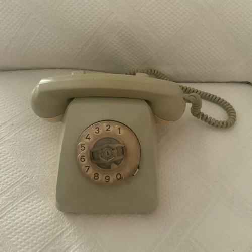 Vintage Siemens telephone device used, gray, wired