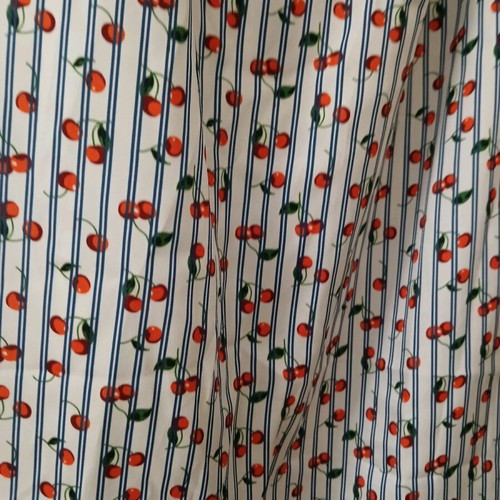 Sleeveless dress with ruffles like new, stripes and cherries print