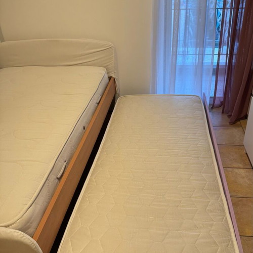 Half-Double Bed with Trundle, Two Mattresses and Suitable Sheets Like New