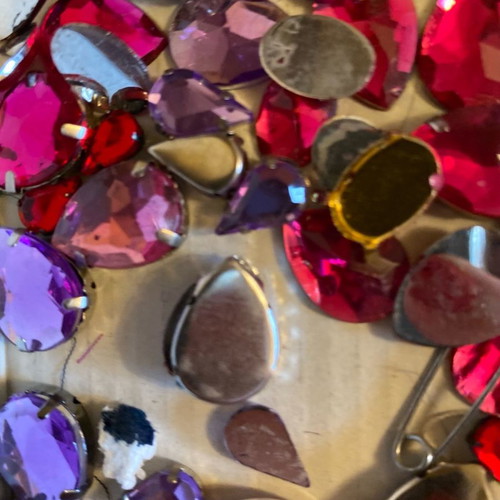 Crystals for embroidery used, various colors and shapes