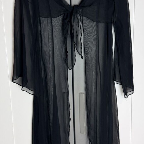 Black cover up caftan for beach, M/L