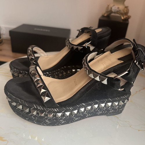 Louboutin sandals used, women's platform black size 37