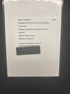 Walter Tavares πακέτο 25 καρτών Cracked Ice καινούργιο