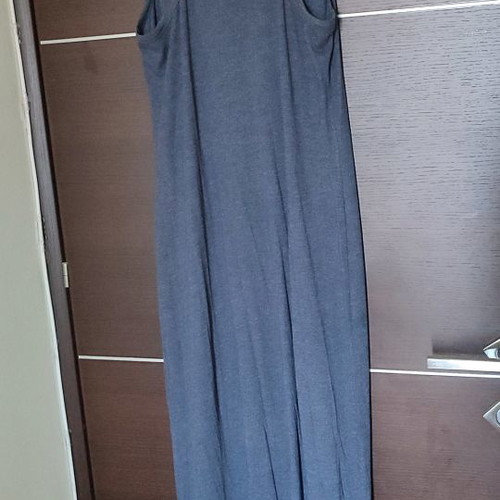 Maxi dress used gray beige cotton with slit size medium large