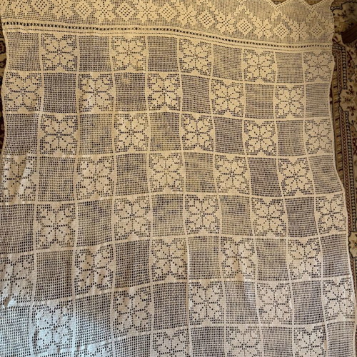 Handmade crochet curtain and bedspread, white, 2.02x1.30 m