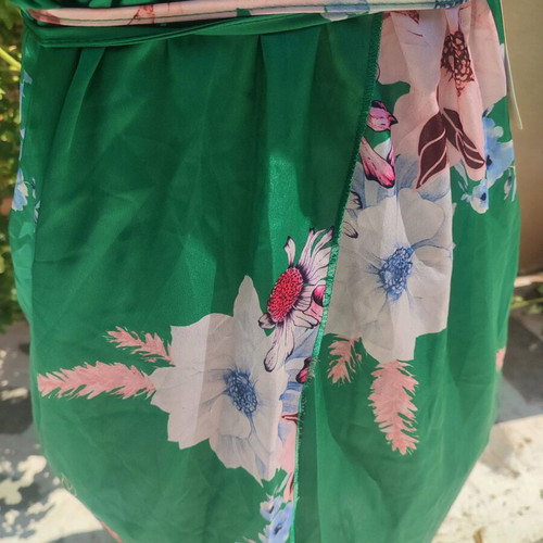 Floral long dress satin texture one size new