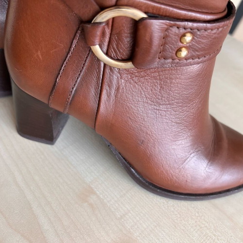 Women's leather boots used, brown, size 38