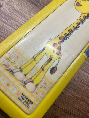 Kutsuwa CM‑027 pencil case used, vintage Japanese with giraffe design