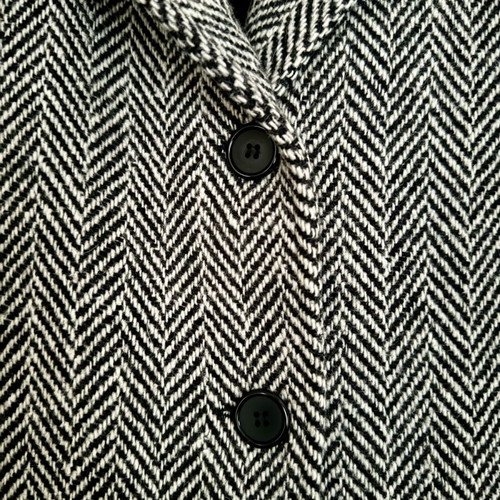 Wool herringbone coat like new, size S, black and gray