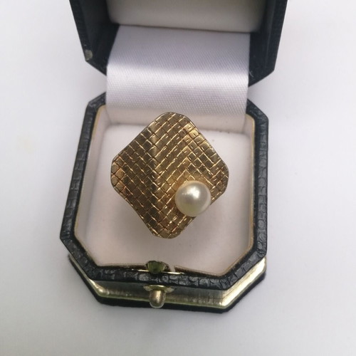 Ring gold plated silver 925 with cultivated 7.5mm pearl new