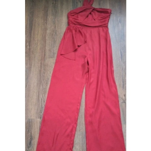 Mango red one-shoulder jumpsuit, size S